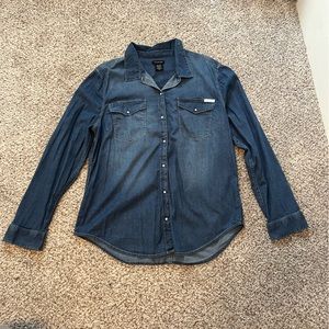 Calvin Klein denim snap long sleeve shirt